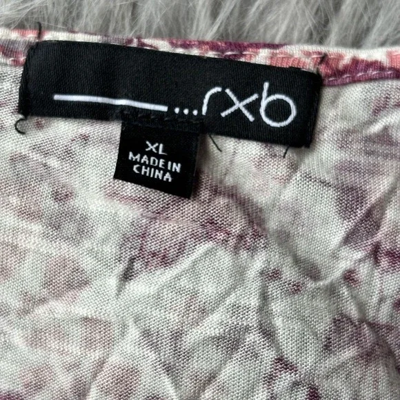 RXB Blouse Sz XL Cream Pink Floral Scoop Neck Short Flutter Sleeve Top Summer - Picture 4 of 8